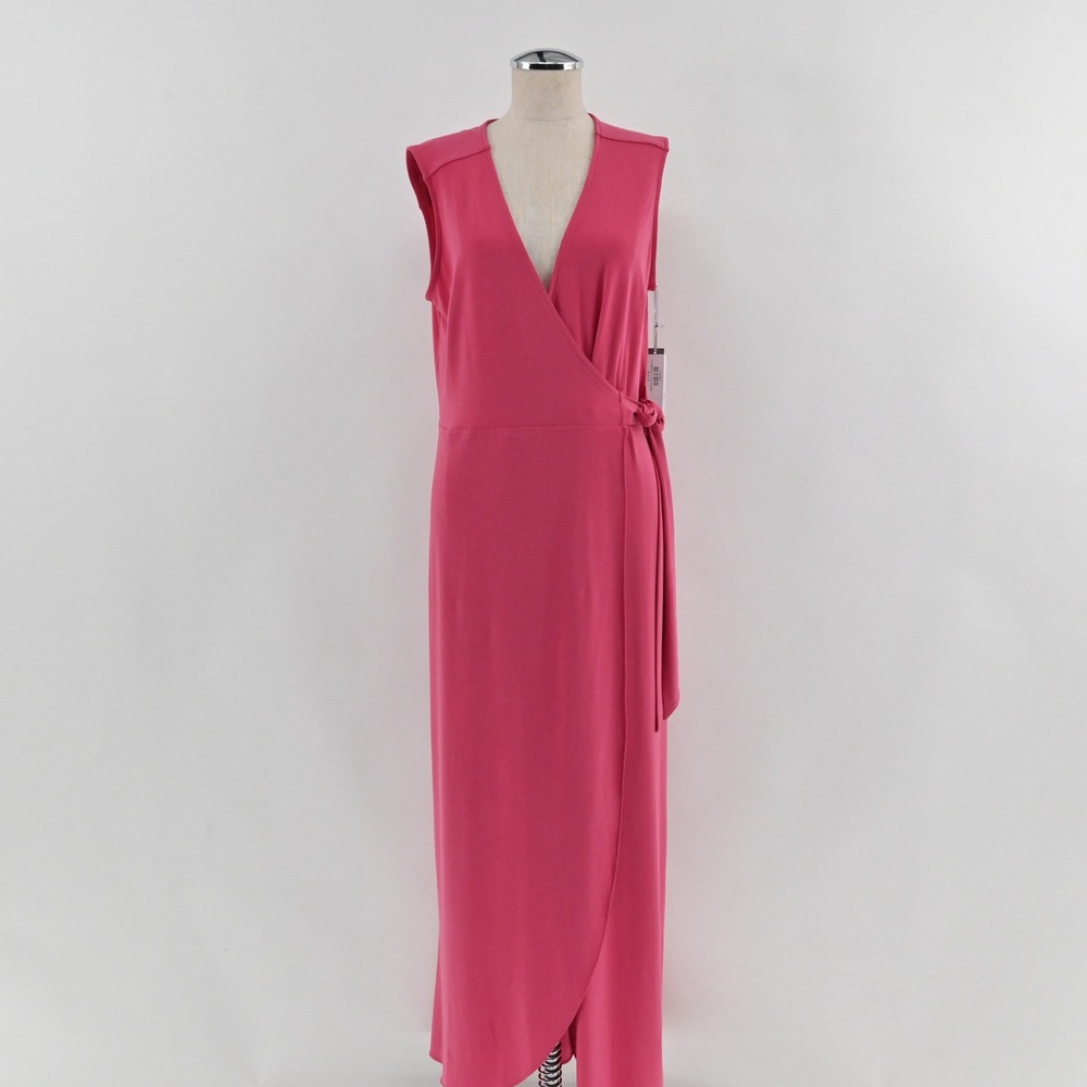 Last Tango Maxi A-Line Surplice Dress Womens Size S Fuchsia Pink Wrap MS1817